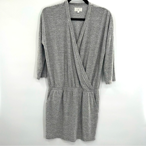 Lou & Grey Marlknit Blouson Mini Dress Sweater Heathered Gray Jersey S - Picture 2 of 9